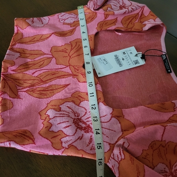 NWT Zara Women's Long Sleeve Jacquard Crop Top - Picture 8 of 11